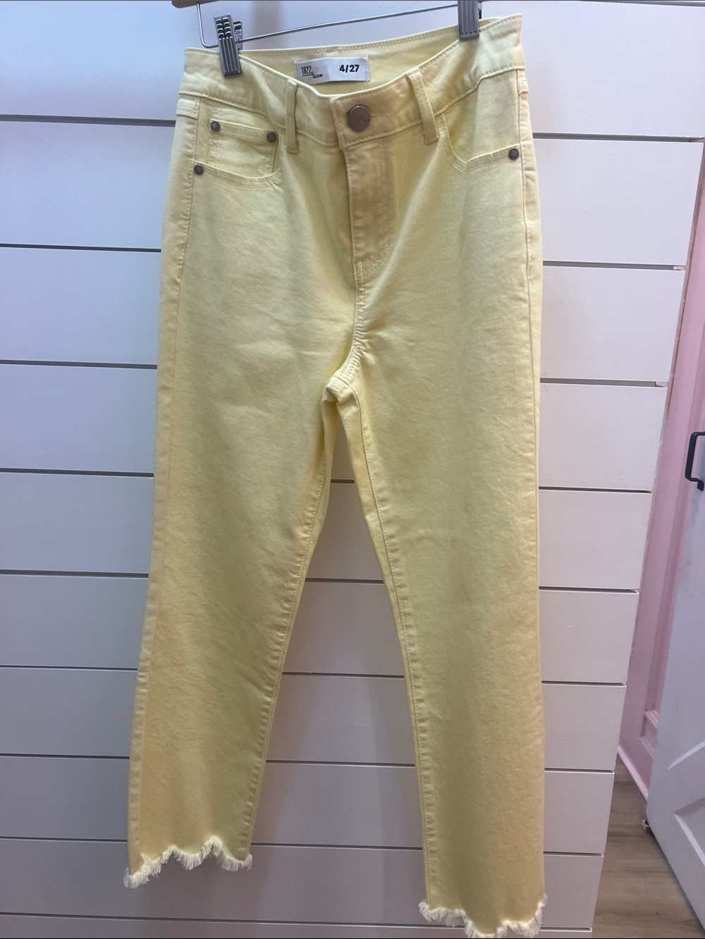 1822 Denim Straight-Leg High-Rise Jeans in Pale Yellow